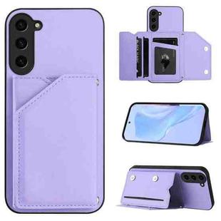 For Samsung Galaxy S23 FE 5G Skin Feel Four Card Slots Phone Case with Wrist Strap(Purple)