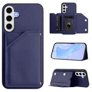 For Samsung Galaxy S24 FE 5G Skin Feel Four Card Slots Phone Case with Wrist Strap(Blue)