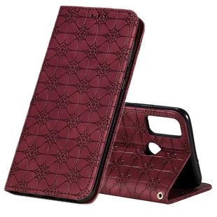 For Huawei Honor 9X Lite Lucky Flowers Embossing Pattern Magnetic Horizontal Flip Leather Case with Holder & Card Slots(Wine Red)