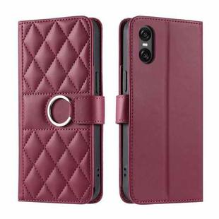 For Sony Xperia 5 VI 2024 Ring Buckle Rhombic Leather Phone Case(Red)