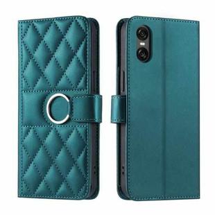 For Sony Xperia 5 VI 2024 Ring Buckle Rhombic Leather Phone Case(Green)