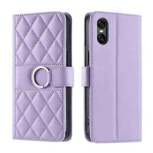 For Sony Xperia 5 VI 2024 Ring Buckle Rhombic Leather Phone Case(Purple)