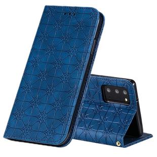 For Samsung Galaxy Note20 Lucky Flowers Embossing Pattern Magnetic Horizontal Flip Leather Case with Holder & Card Slots(Dark Blue)