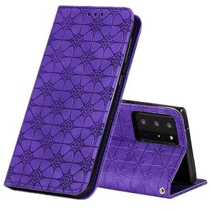 For Samsung Galaxy Note20 Ultra Lucky Flowers Embossing Pattern Magnetic Horizontal Flip Leather Case with Holder & Card Slots(Purple)