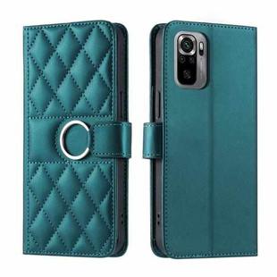 For Redmi Note 10 4G / 10S 4G Global Ring Buckle Rhombic Leather Phone Case(Green)