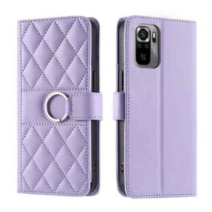 For Redmi Note 10 4G / 10S 4G Global Ring Buckle Rhombic Leather Phone Case(Purple)