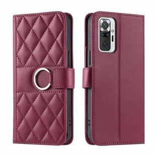 For Redmi Note 10 Pro 4G Global Ring Buckle Rhombic Leather Phone Case(Red)