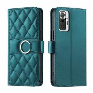 For Redmi Note 10 Pro 4G Global Ring Buckle Rhombic Leather Phone Case(Green)