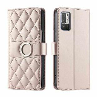 For Redmi Note 10 5G / 10T 5G Ring Buckle Rhombic Leather Phone Case(Rose Gold)