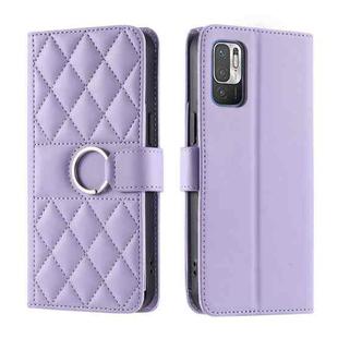 For Redmi Note 10 5G / 10T 5G Ring Buckle Rhombic Leather Phone Case(Purple)