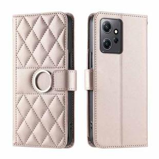 For Redmi Note 12 4G Global Ring Buckle Rhombic Leather Phone Case(Rose Gold)