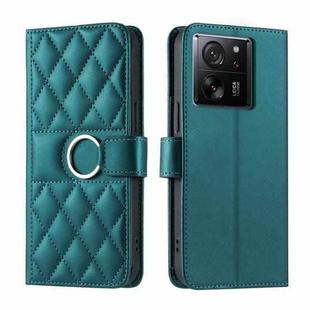 For Redmi K60 Ultra Ring Buckle Rhombic Leather Phone Case(Green)