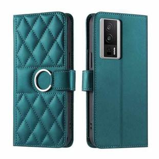 For Redmi K60 / K60 Pro Ring Buckle Rhombic Leather Phone Case(Green)