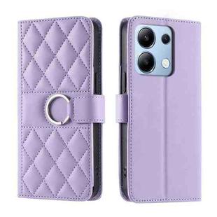 For Redmi Note 13 4G Ring Buckle Rhombic Leather Phone Case(Purple)