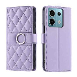 For Redmi Note 13 5G Ring Buckle Rhombic Leather Phone Case(Purple)