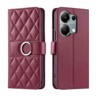 For Redmi Note 13 Pro 4G Ring Buckle Rhombic Leather Phone Case(Red)