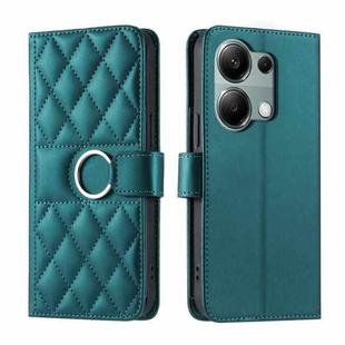 For Redmi Note 13 Pro 4G Ring Buckle Rhombic Leather Phone Case(Green)