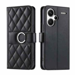 For Redmi Note 13 Pro+ 5G Ring Buckle Rhombic Leather Phone Case(Black)