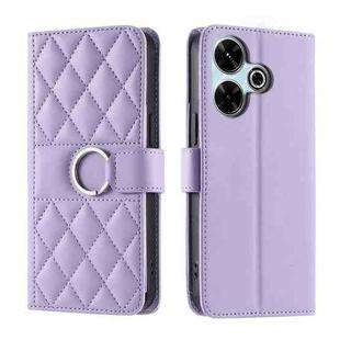 For Redmi 13 4G Global Ring Buckle Rhombic Leather Phone Case(Purple)