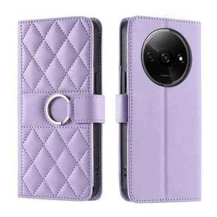 For Redmi A3 4G Global Ring Buckle Rhombic Leather Phone Case(Purple)