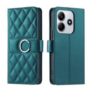 For Redmi Note 14 5G / Poco M7 Pro 5G Ring Buckle Rhombic Leather Phone Case(Green)