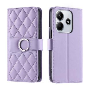 For Redmi Note 14 5G / Poco M7 Pro 5G Ring Buckle Rhombic Leather Phone Case(Purple)