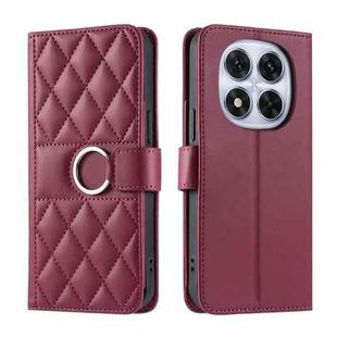 For Redmi Note 14 Pro 5G / 14 Pro+ 5G Ring Buckle Rhombic Leather Phone Case(Red)