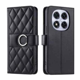 For Redmi Note 14 Pro 5G / 14 Pro+ 5G Ring Buckle Rhombic Leather Phone Case(Black)