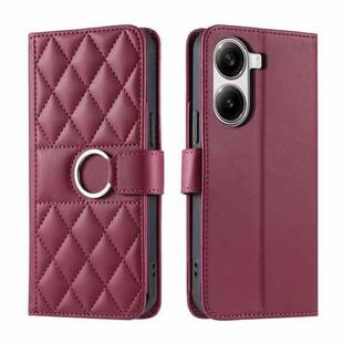 For Redmi Turbo 4 5G / Poco X7 Pro 5G Ring Buckle Rhombic Leather Phone Case(Red)