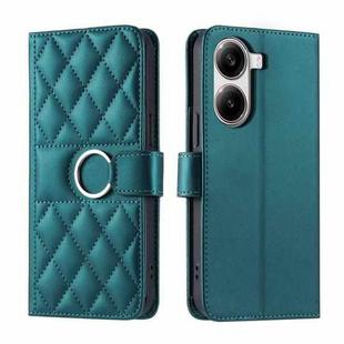 For Redmi Turbo 4 5G / Poco X7 Pro 5G Ring Buckle Rhombic Leather Phone Case(Green)