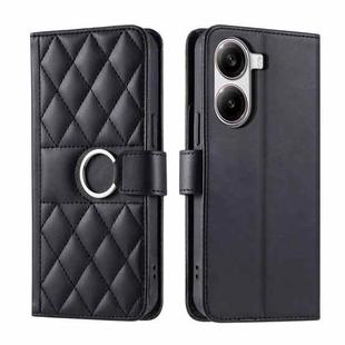 For Redmi Turbo 4 5G / Poco X7 Pro 5G Ring Buckle Rhombic Leather Phone Case(Black)