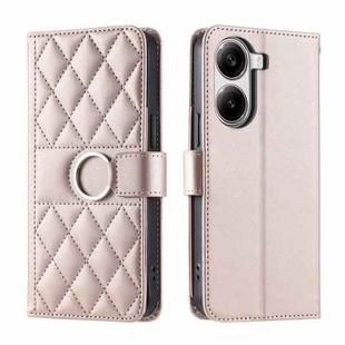 For Redmi Turbo 4 5G / Poco X7 Pro 5G Ring Buckle Rhombic Leather Phone Case(Rose Gold)