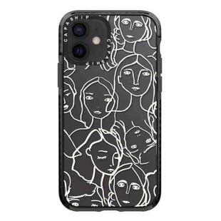 For iPhone 12 Simple Illustration Pattern Full Coverage Phone Case(Simple Girl A)