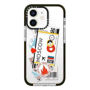 For iPhone 12 Simple Illustration Pattern Full Coverage Phone Case(Travel Ticket B)