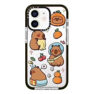 For iPhone 12 Simple Illustration Pattern Full Coverage Phone Case(Capybara C)