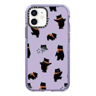 For iPhone 12 Simple Illustration Pattern Full Coverage Phone Case(Cute Dog Bear C)