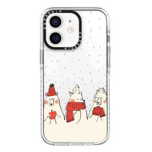 For iPhone 12 Simple Illustration Pattern Full Coverage Phone Case(Winter Bear)