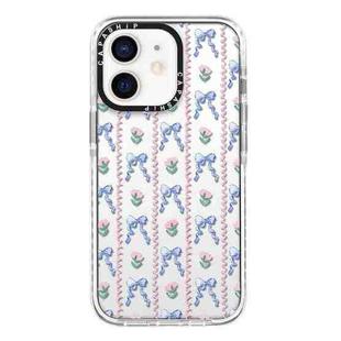 For iPhone 12 Simple Illustration Pattern Full Coverage Phone Case(Bowknot Flowers)