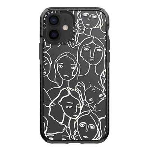 For iPhone 12 mini Simple Illustration Pattern Full Coverage Phone Case(Simple Girl A)