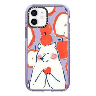 For iPhone 12 mini Simple Illustration Pattern Full Coverage Phone Case(Apple Bear)