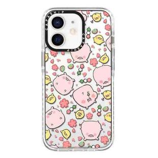 For iPhone 12 mini Simple Illustration Pattern Full Coverage Phone Case(Candied Haws Pig)