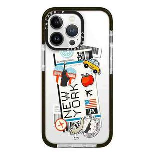 For iPhone 12 Pro Simple Illustration Pattern Full Coverage Phone Case(Travel Ticket C)