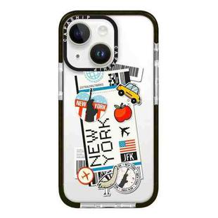 For iPhone 13 Simple Illustration Pattern Full Coverage Phone Case(Travel Ticket C)