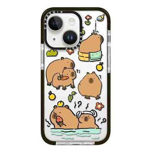 For iPhone 13 mini Simple Illustration Pattern Full Coverage Phone Case(Capybara B)