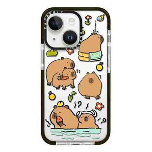 For iPhone 14 Simple Illustration Pattern Full Coverage Phone Case(Capybara B)