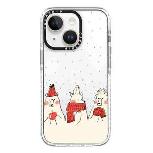 For iPhone 14 Simple Illustration Pattern Full Coverage Phone Case(Winter Bear)