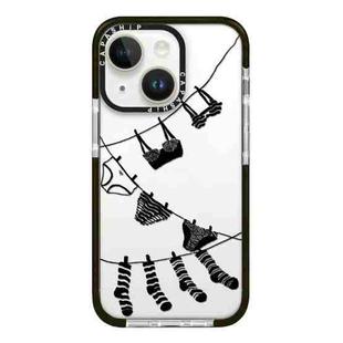 For iPhone 15 Plus Simple Illustration Pattern Full Coverage Phone Case(Clothesline)