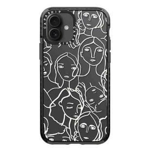 For iPhone 16 Simple Illustration Pattern Full Coverage Phone Case(Simple Girl A)