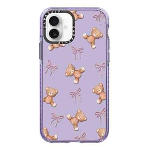 For iPhone 16 Simple Illustration Pattern Full Coverage Phone Case(Bear Bow)