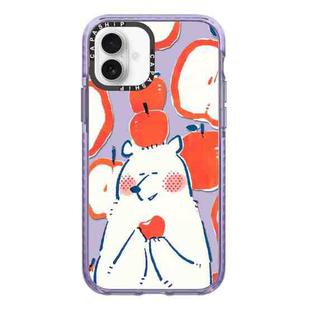 For iPhone 16 Simple Illustration Pattern Full Coverage Phone Case(Apple Bear)